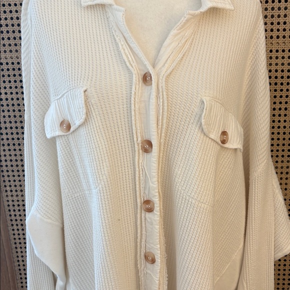Free People Cotton Waffle Knit Overshirt - Picture 2 of 9